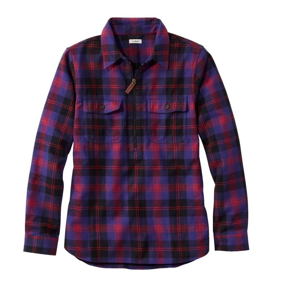 L.L. Bean Navy and Red Plaid Pullover